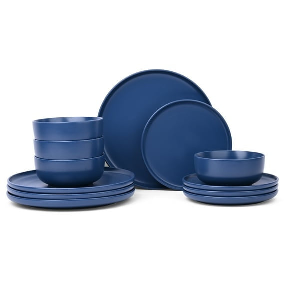 Mainstays Alessandra 12-Piece Stoneware Dinnerware Set Blue