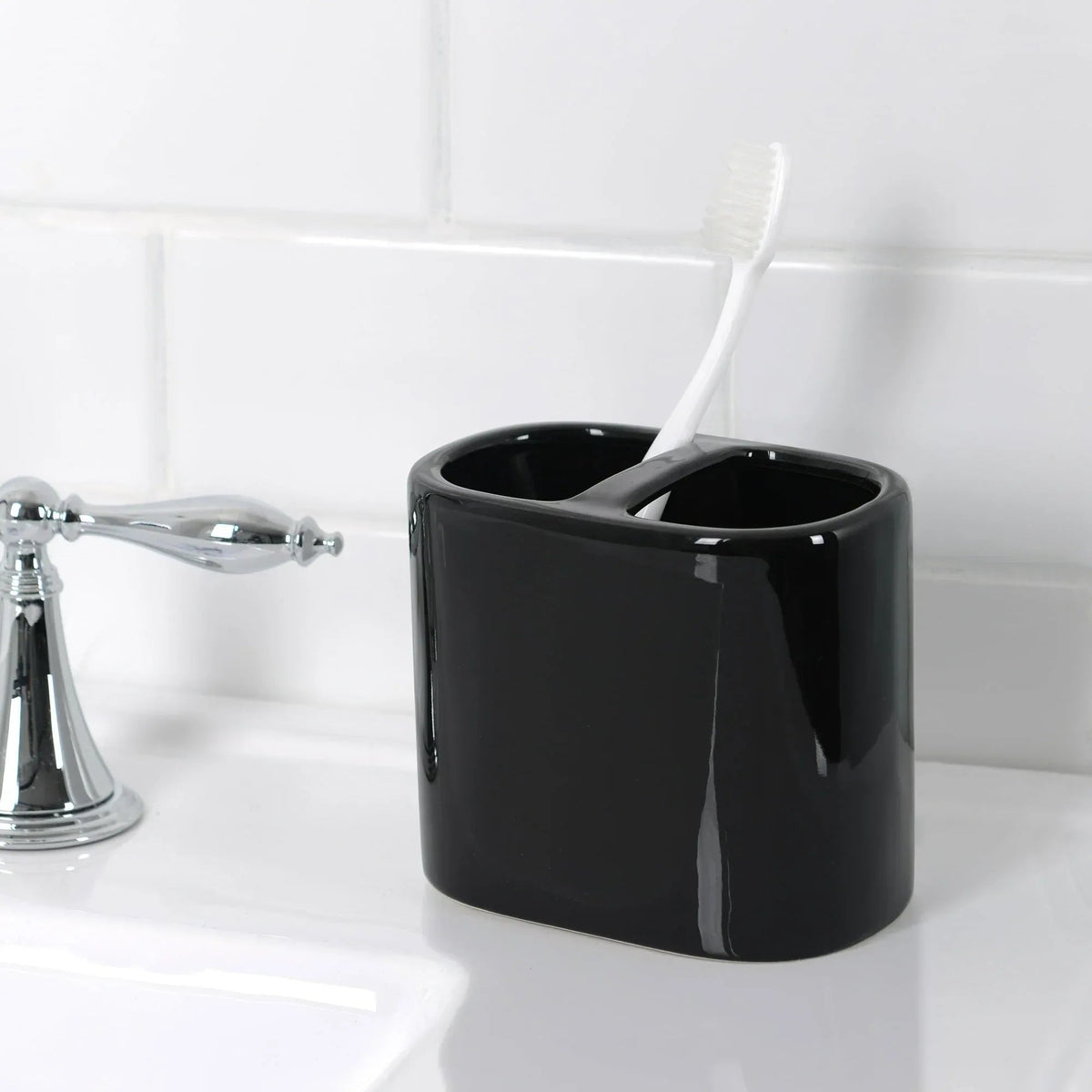 Mainstays Basic Rich Ceramic Toothbrush Holder for Adults