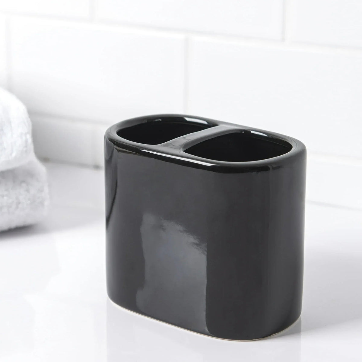 Mainstays Basic Rich Ceramic Toothbrush Holder for Adults