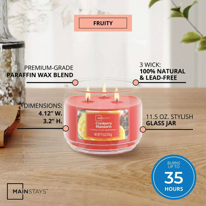 Mainstays 3-Wick Scented Glass Jar Candle, 11.5oz.