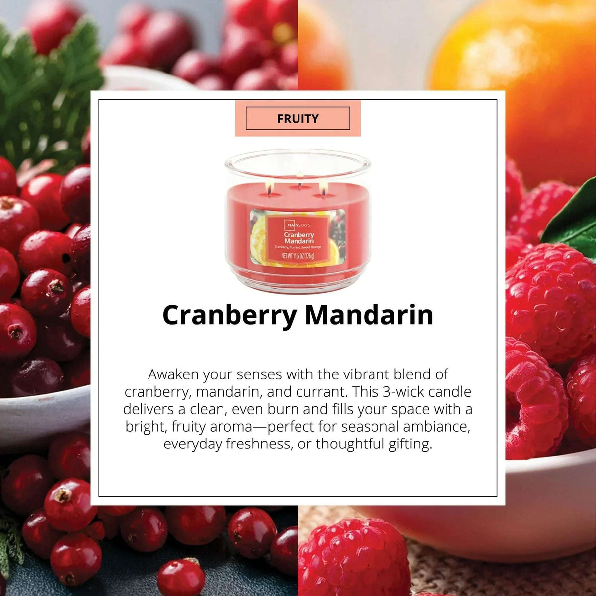 Mainstays 3-Wick Scented Glass Jar Candle, 11.5oz.