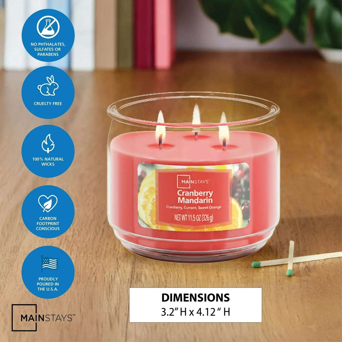 Mainstays 3-Wick Scented Glass Jar Candle, 11.5oz.