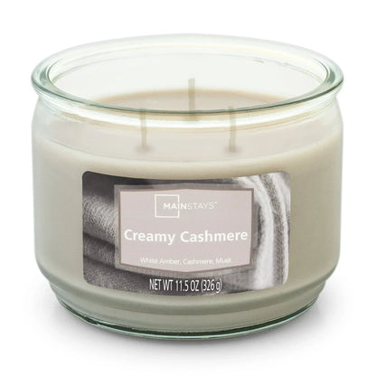 Mainstays Creamy Cashmere, Scented 3 Wick Candle, 11.5 oz.