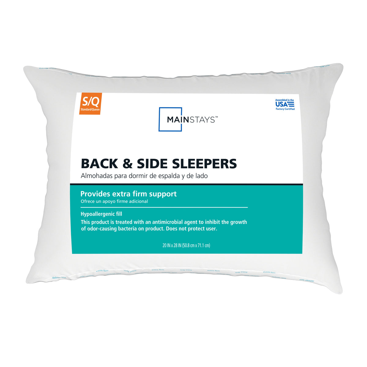 Mainstays Back & Side Sleeper Bed Pillow, King - Extra Firm Support