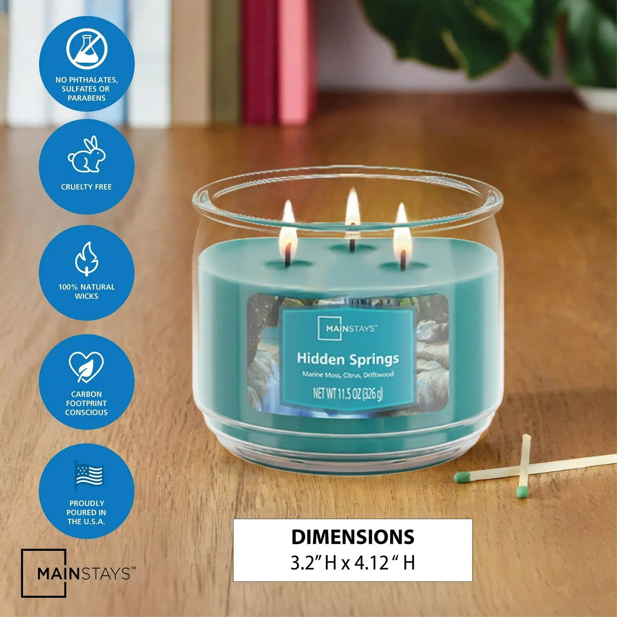 Mainstays 3-Wick Scented Glass Jar Candle, 11.5oz.