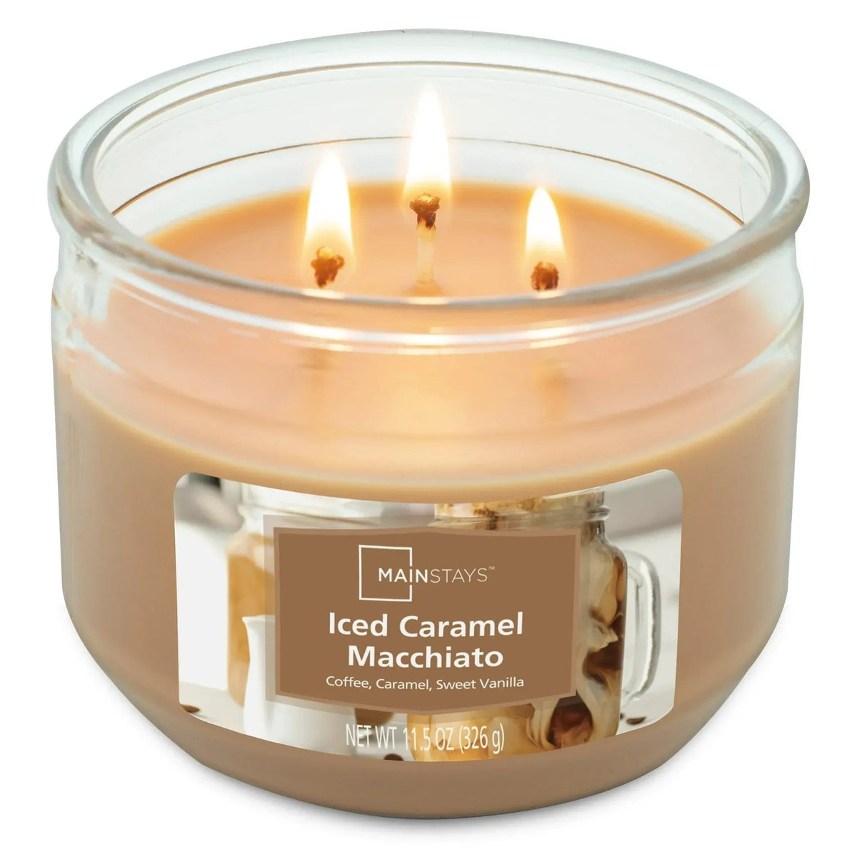 Mainstays Iced Caramel Macchiato Scented 3 Wick Candle, 11.5 oz.