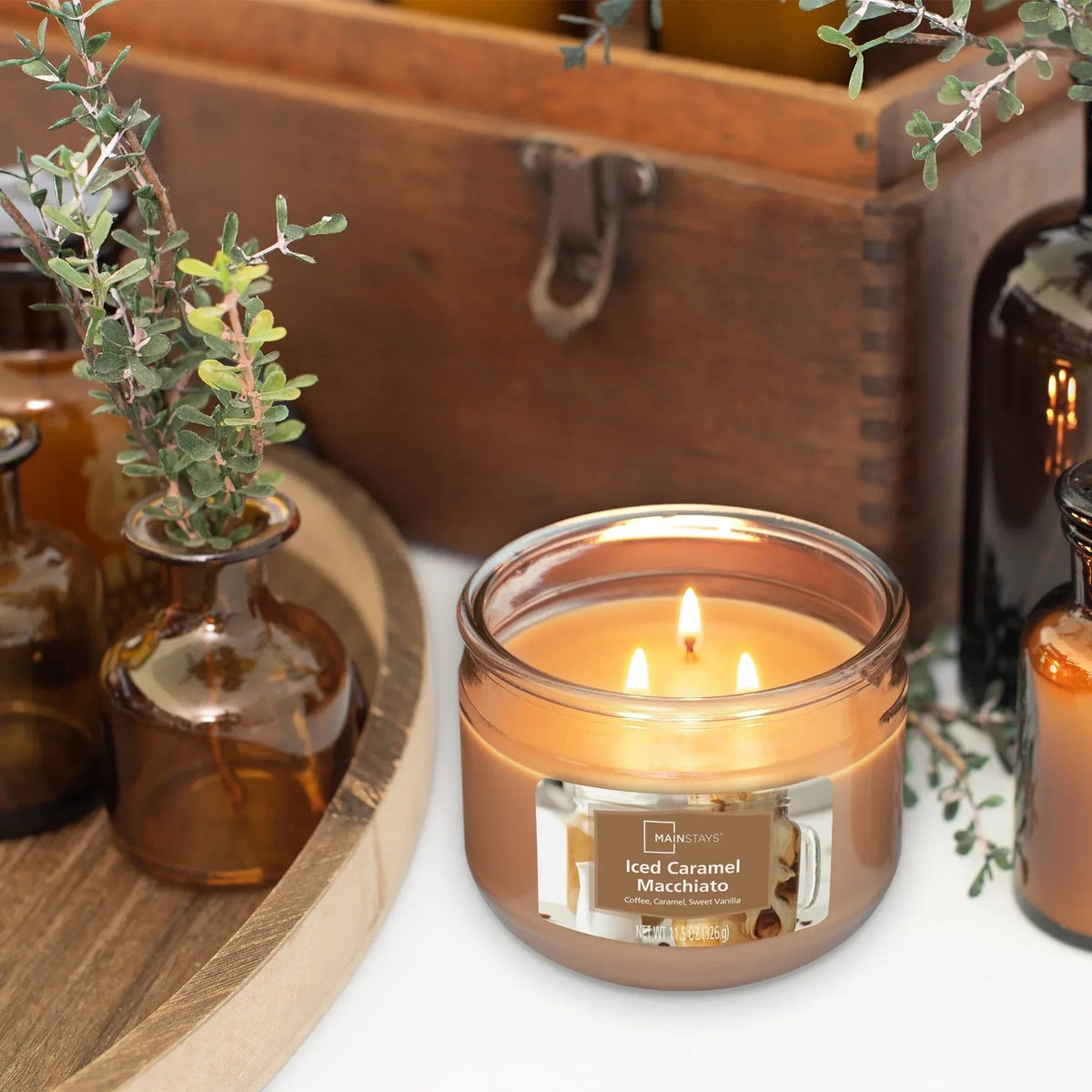 Mainstays Iced Caramel Macchiato Scented 3 Wick Candle, 11.5 oz.