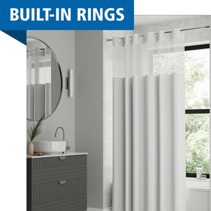 Mainstays Gemma Easy Hang Hookless Fabric Shower Curtain with Built-in Rings, 70" x 74", Black