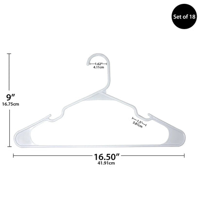 Mainstays Plastic Clothes Hangers, 18-Count, Lightweight & Durable for Everyday Use