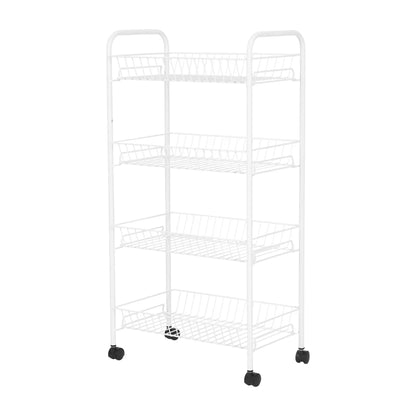 Mainstays Rolling 4-Tier Metal Laundry Basket Cart, White, Adult