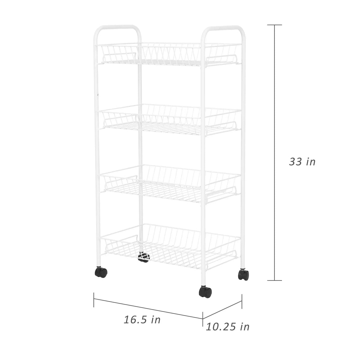 Mainstays Rolling 4-Tier Metal Laundry Basket Cart, White, Adult