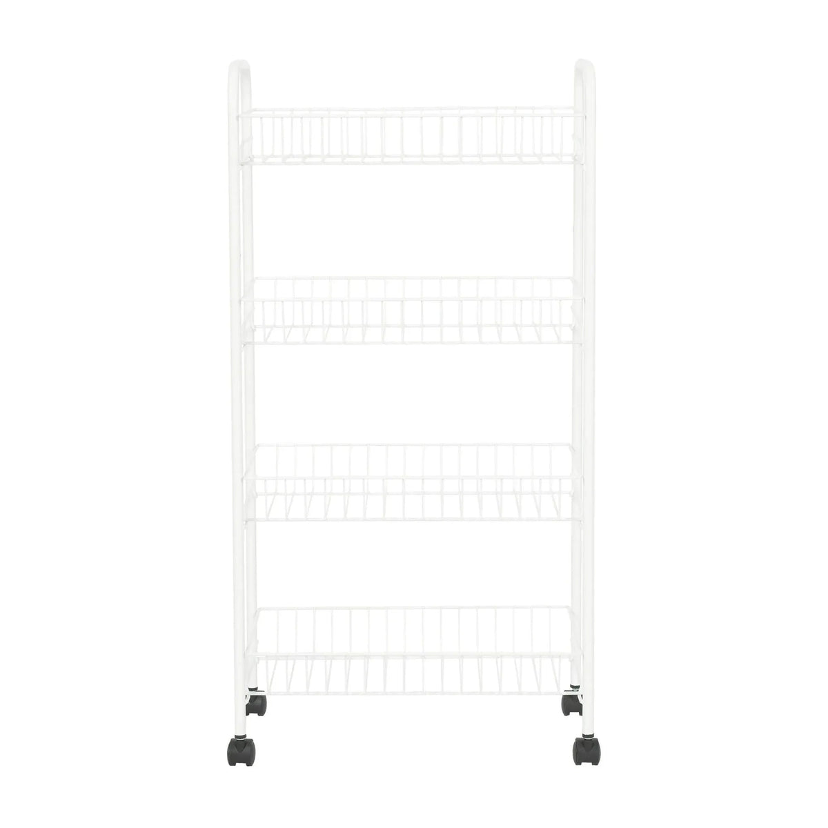 Mainstays Rolling 4-Tier Metal Laundry Basket Cart, White, Adult