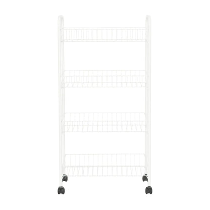 Mainstays Rolling 4-Tier Metal Laundry Basket Cart, White, Adult