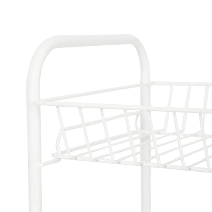 Mainstays Rolling 4-Tier Metal Laundry Basket Cart, White, Adult
