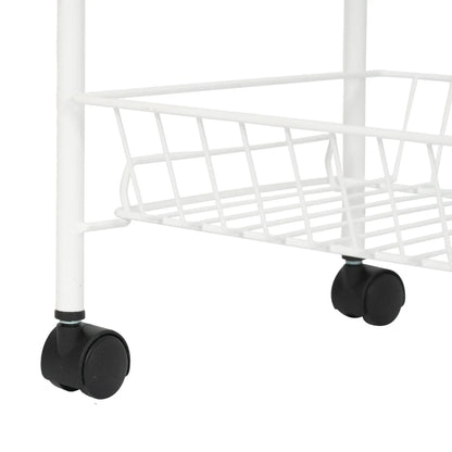 Mainstays Rolling 4-Tier Metal Laundry Basket Cart, White, Adult
