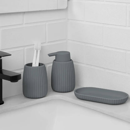 Mainstays Rubberized Plastic Ribbed Toothbrush Holder, Grey