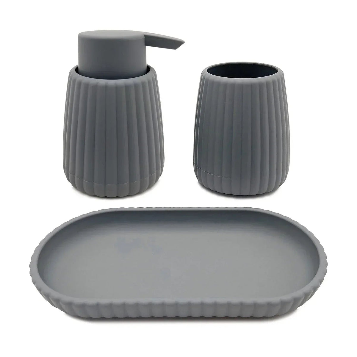 Mainstays Rubberized Plastic Ribbed Toothbrush Holder, Grey