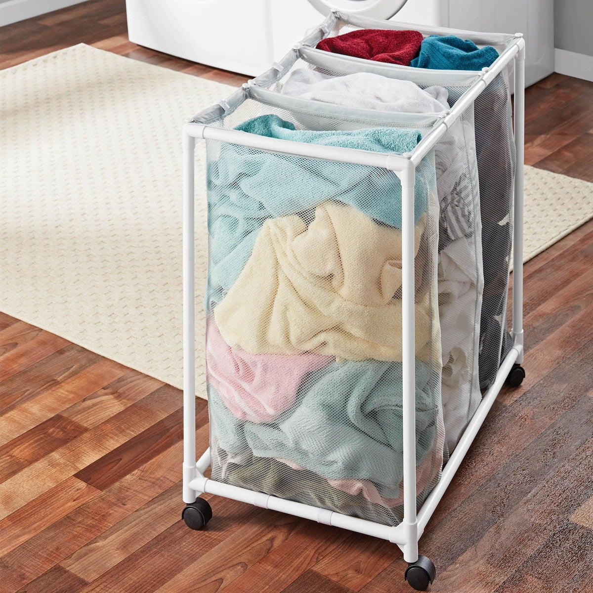 Mainstays Rolling Laundry Sorter Cart with Removable Mesh Bags and Casters