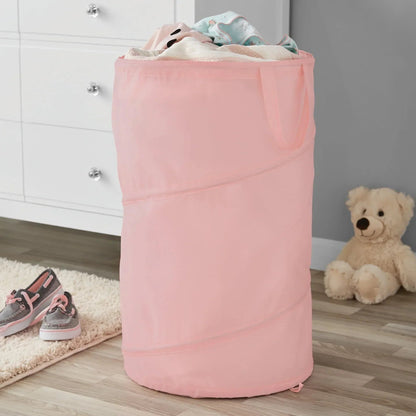Mainstays Pop-Up Spiral Polyester Laundry Hamper, Pink, Adult