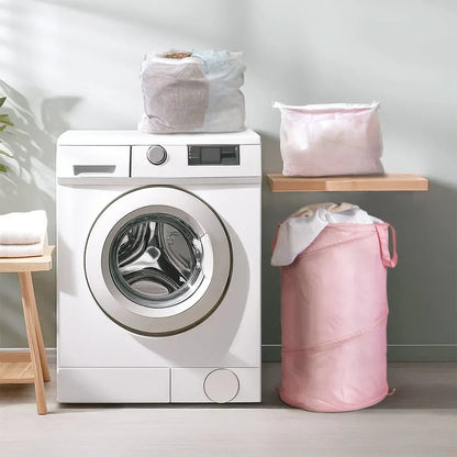 Mainstays Pop-Up Spiral Polyester Laundry Hamper, Pink, Adult