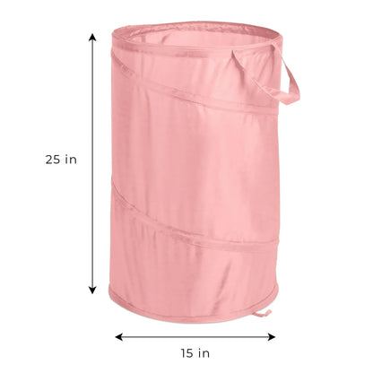 Mainstays Pop-Up Spiral Polyester Laundry Hamper, Pink, Adult