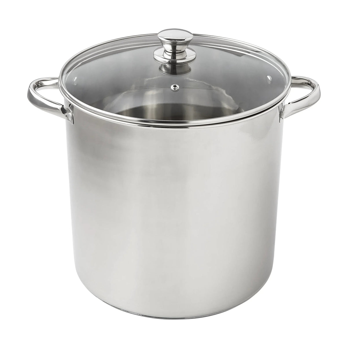 Mainstays Stainless Steel 16-Quart Stock Pot with Glass Lid, Induction Compatible, Stainless Steel, Dishwasher Safe