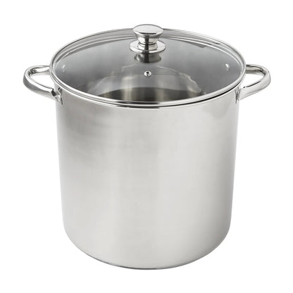 Mainstays Stainless Steel 16-Quart Stock Pot with Glass Lid, Induction Compatible, Stainless Steel, Dishwasher Safe