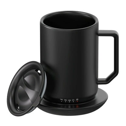 Mainstays Warming Coffee Mug, 12 oz Stainless Steel Coffee Mug with Mug Warmer Coaster and Lid