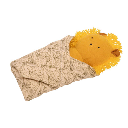 Manhattan Toy Embroidered Plush Lion Baby Rattle + Soft Cotton Burp Cloth, 16 x 16 Inches