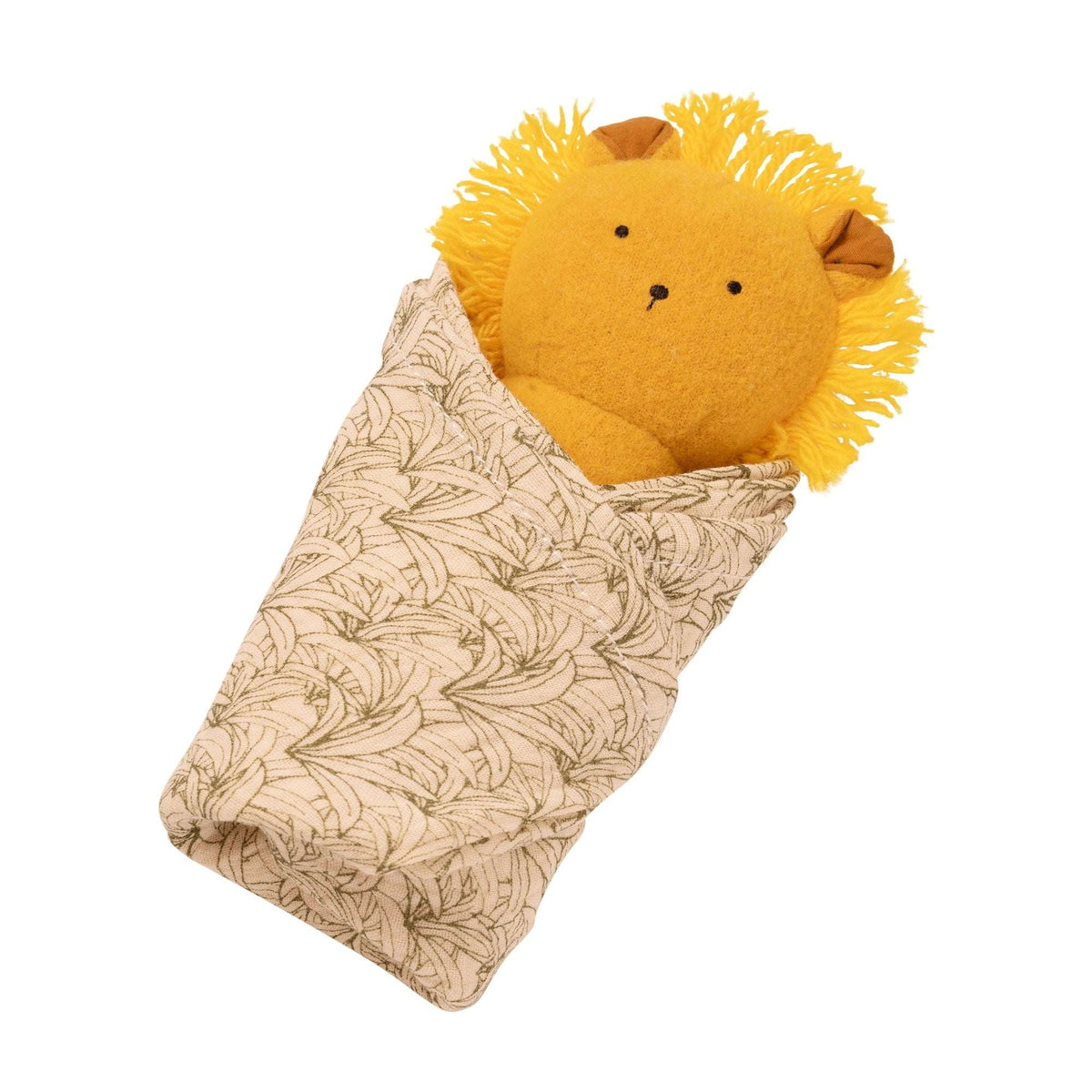 Manhattan Toy Embroidered Plush Lion Baby Rattle + Soft Cotton Burp Cloth, 16 x 16 Inches