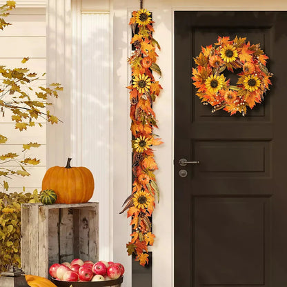 Glitzhome 6' Fall Maple Leaf and Sunflower Garland