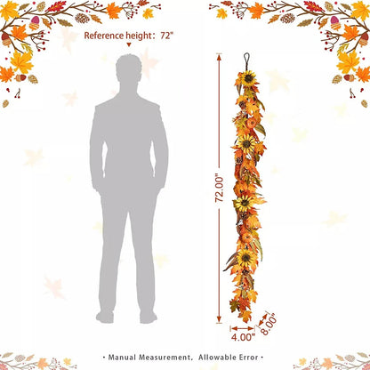 Glitzhome 6' Fall Maple Leaf and Sunflower Garland