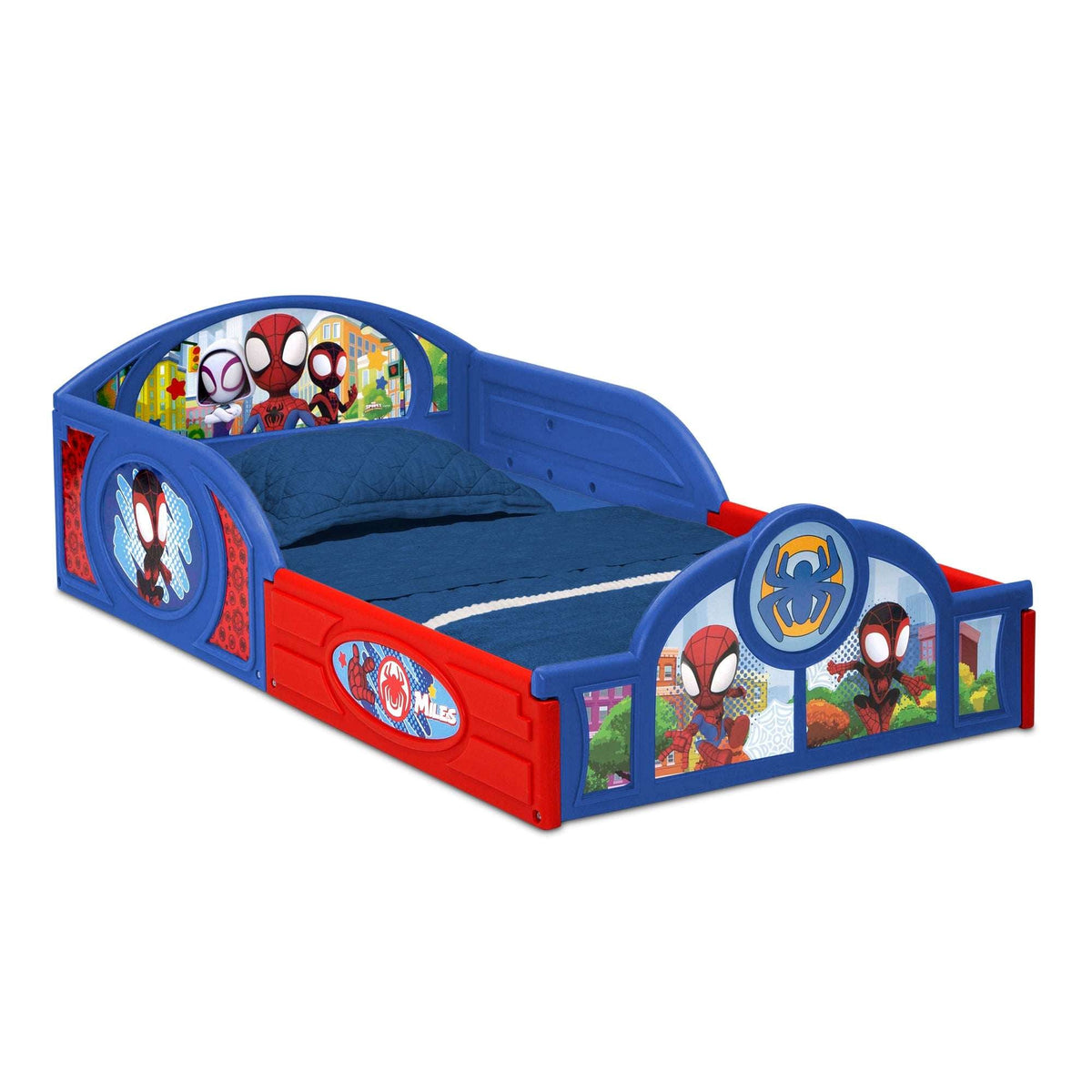 Bluey Sleep and Play Toddler Bed with Built-In Guardrails by Delta Children