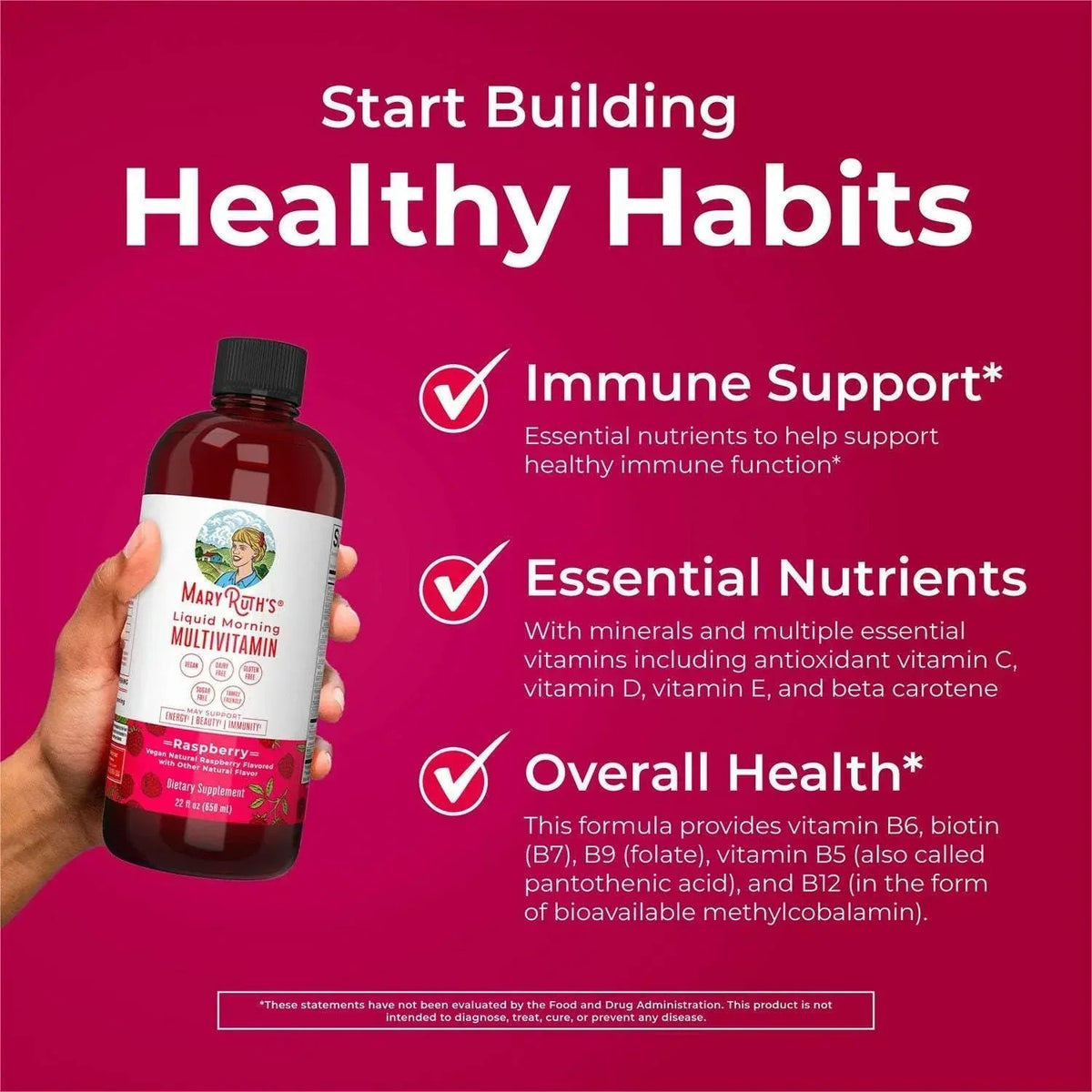 MaryRuth's Liquid Morning Multivitamin, Raspberry, 22 fl. oz., 2 pk.