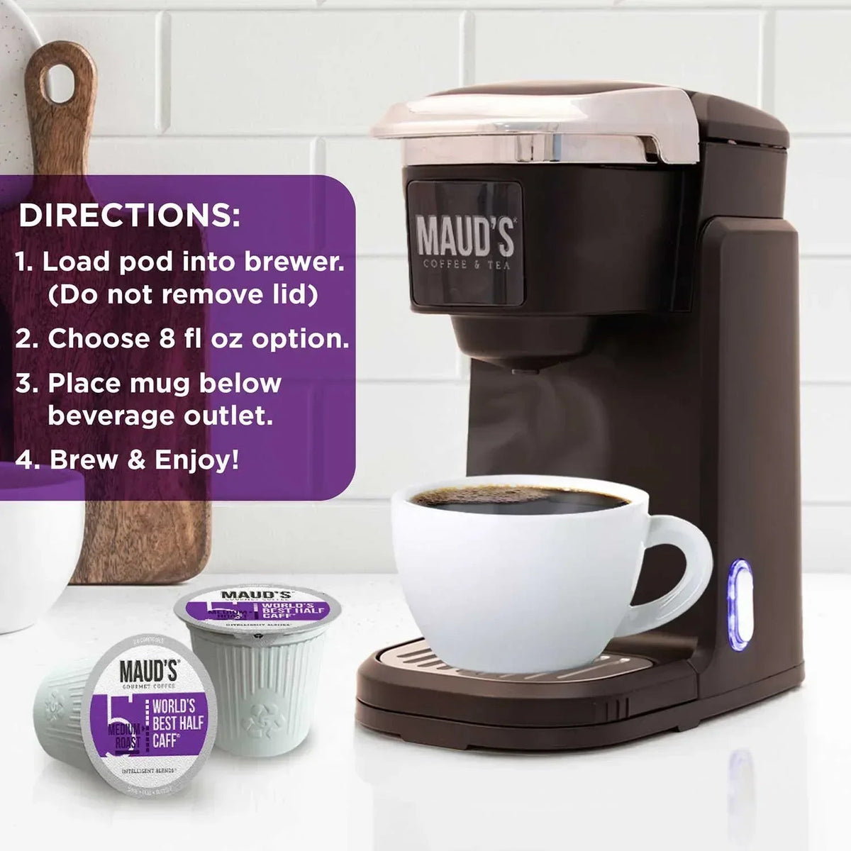 Maud's Half Caff Medium Roast Coffee Pods, 72 ct.