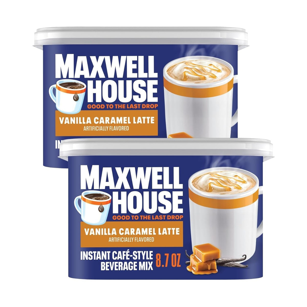 Maxwell House Instant Cafe-Style Beverage Mix, Easy to Prepare, 1 Canister, for Quick Morning Coffee or Afternoon Treat, Vanilla Caramel Latte, Kosher Dairy, 8.7 oz