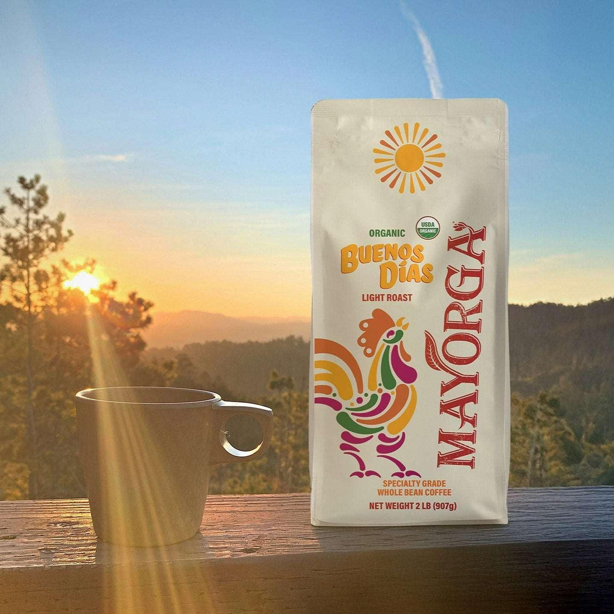 Mayorga Buenos Días, USDA Organic, Light Roast, Whole Bean Coffee, 2lb, 2-pack