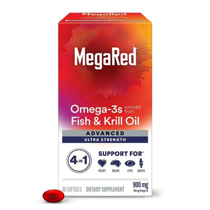 MegaRed Omega-3 Fish & Krill Oil Advanced Softgels, 900 mg, 60 Count