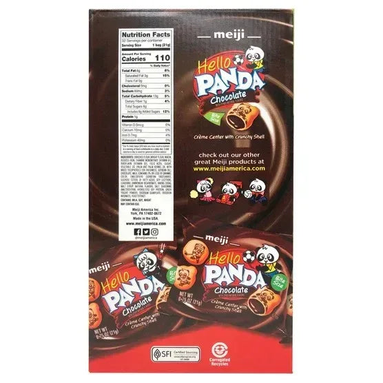 Meiji Hello Panda Chocolate Creme Filled Cookies, 0.75 oz, 32-count