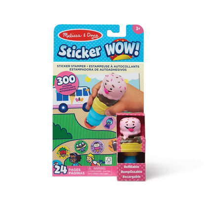 Melissa & Doug Sticker WOW!™ 24-Page Activity Pad and Stamper, 300 Stickers, Arts and Crafts Fidget Toy Collectible Character – Dinosaur
