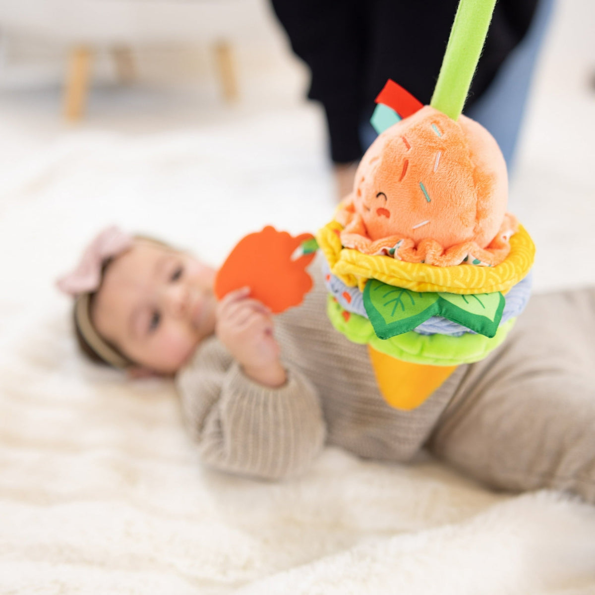 Melissa & Doug Ice Cream Take-Along Clip-On Infant Toy with Sound and Vibration