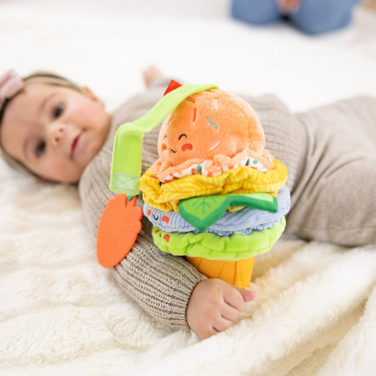 Melissa & Doug Ice Cream Take-Along Clip-On Infant Toy with Sound and Vibration