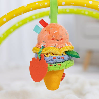 Melissa & Doug Ice Cream Take-Along Clip-On Infant Toy with Sound and Vibration