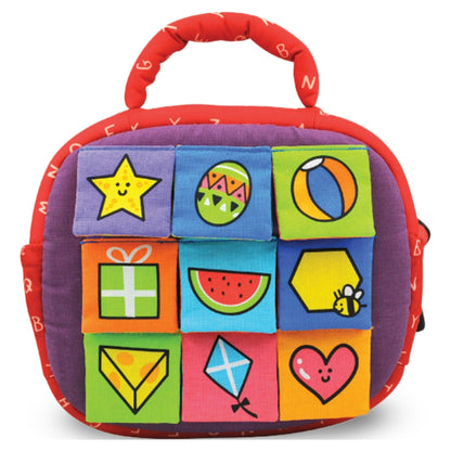 Melissa & Doug K's Kids Take-Along Shape Sorter Baby Toy With 2-Sided Activity Bag and 9 Textured Shape Blocks