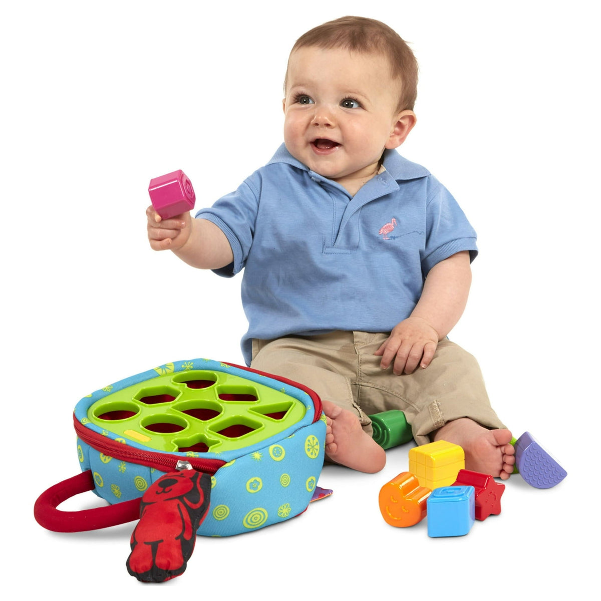 Melissa & Doug K's Kids Take-Along Shape Sorter Baby Toy With 2-Sided Activity Bag and 9 Textured Shape Blocks
