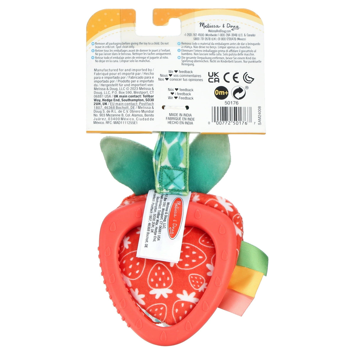 Melissa & Doug Peek-a-Boo Berry Take-Along Toy with Teether, Clip-On Stroller Toy for Baby Ages 12m+
