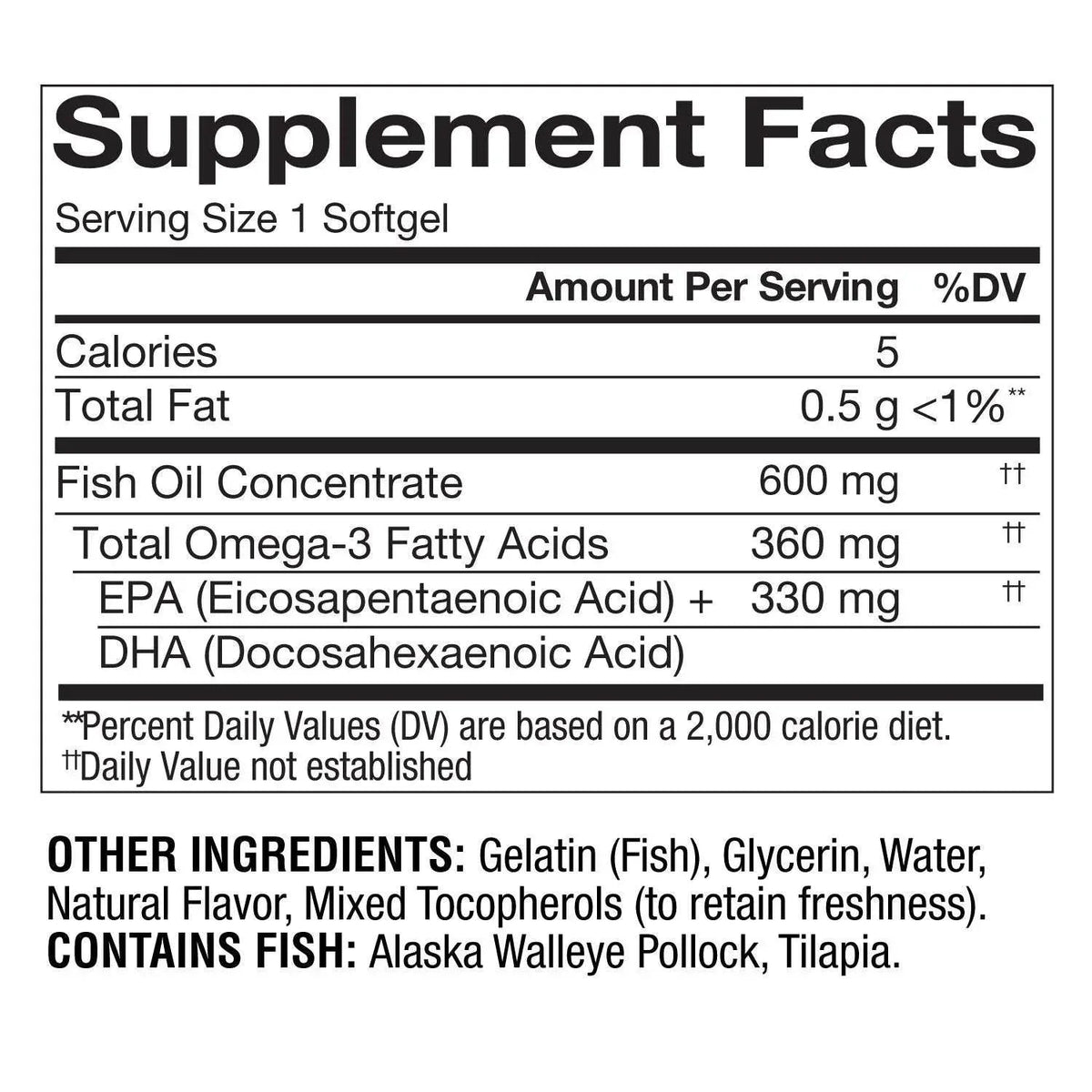 Member's Mark 360mg Omega-3 from Fish Oil MINI Softgels, 300 ct.