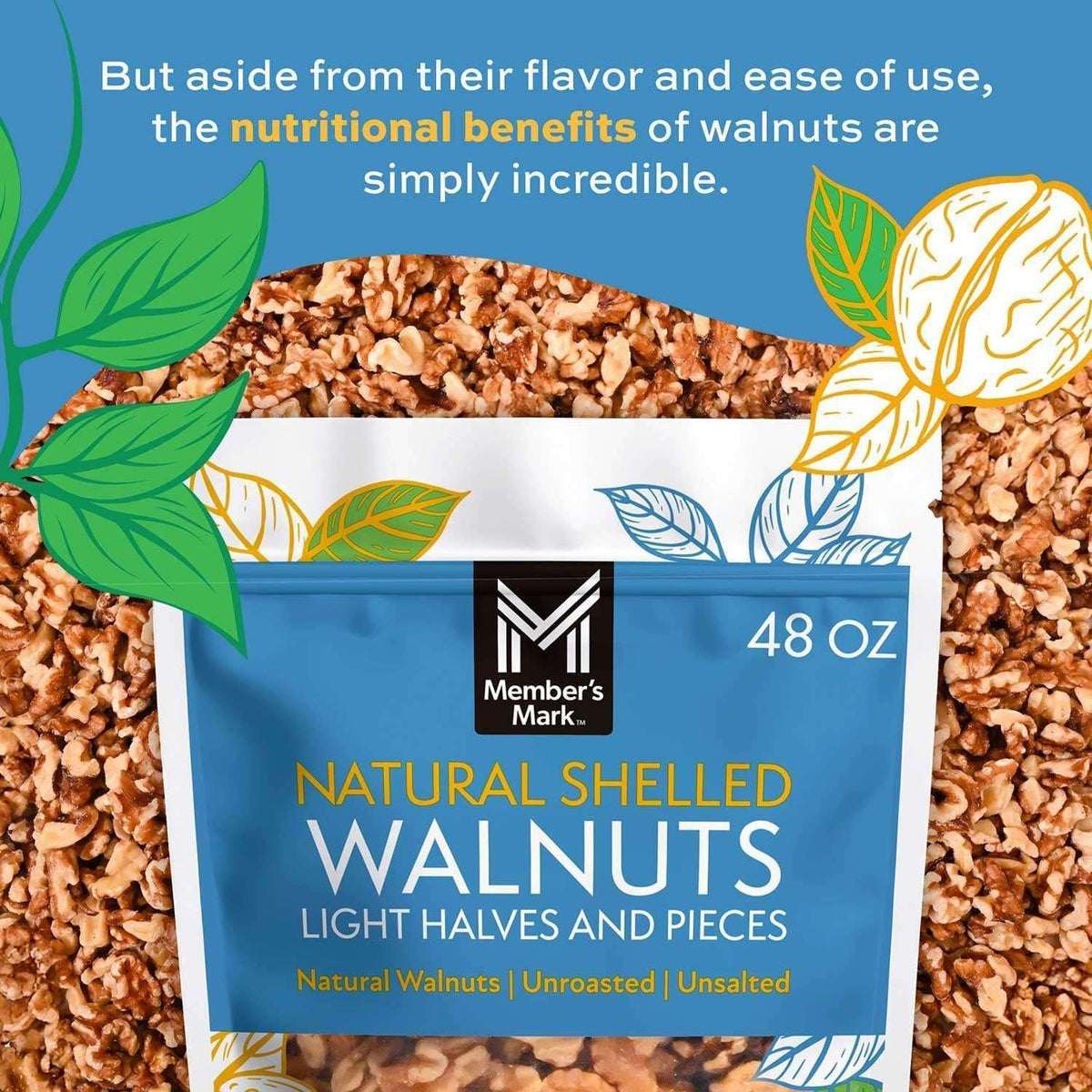 Member's Mark Natural Shelled Walnuts, 48 oz.