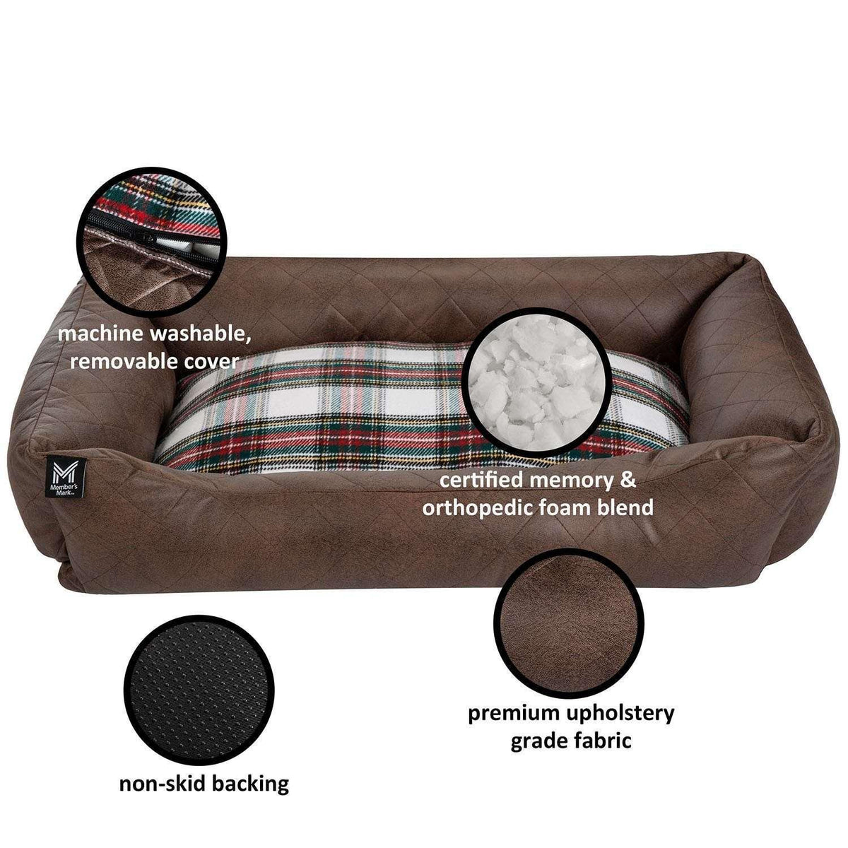 Member's Mark Premium Cuddler Pet Bed, Choose Size and Color