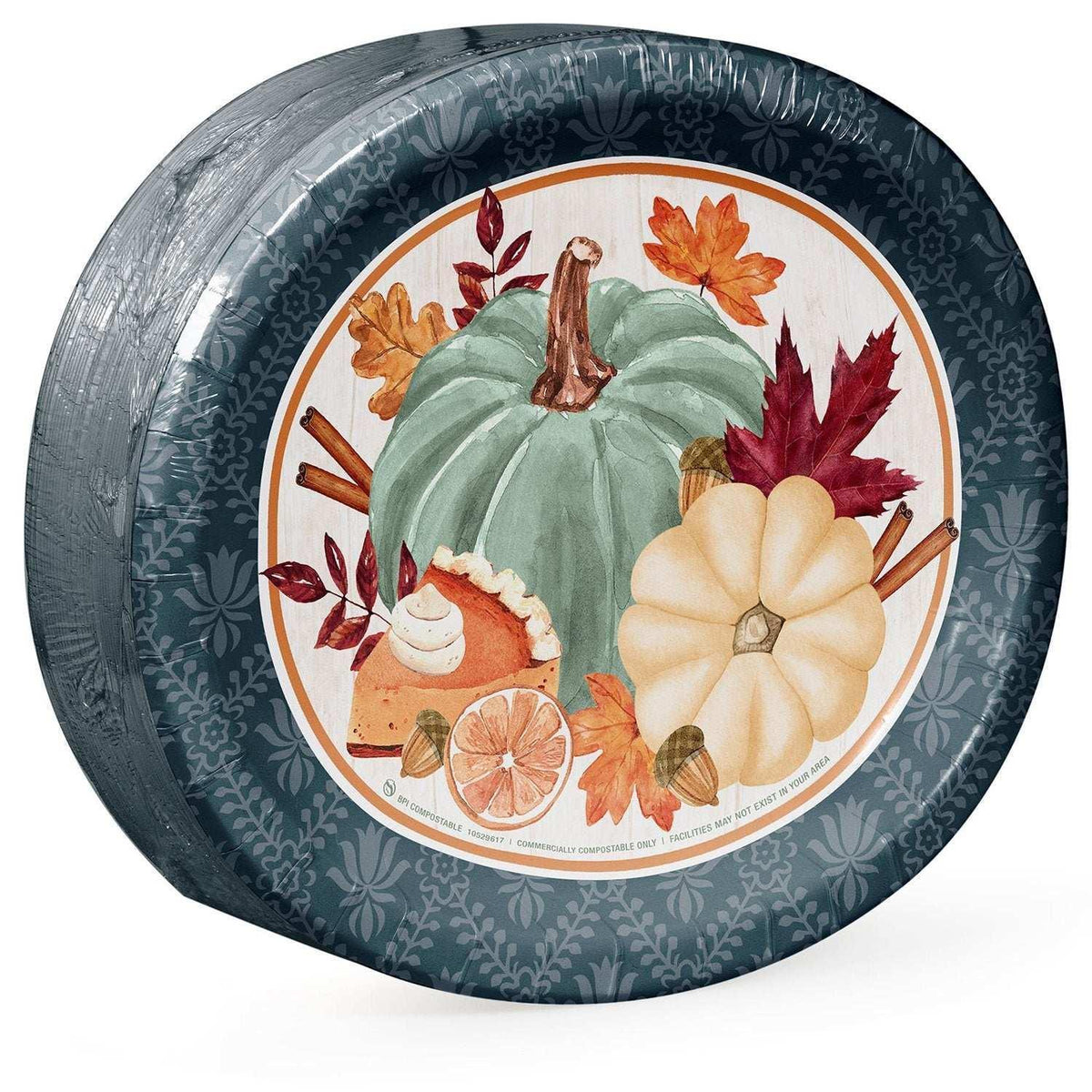 Member’s Mark Thanksgiving Oval Paper Plates, 10" x 12", 50 Count